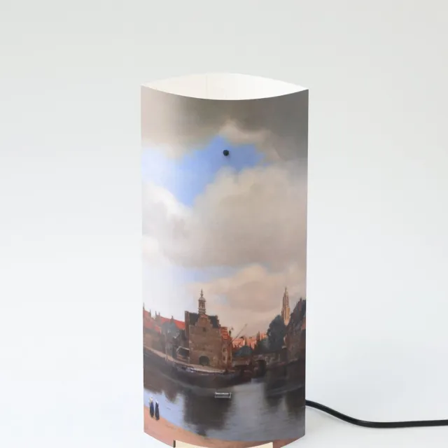 Packlamp Tafellamp groot - Gezicht op Delft - 36 cm hoog - ø15cm - Inclusief Led lamp multikleur
