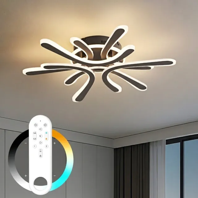 anten Amdelne LED Ceiling Light Zwart - 40W - 3800LM - Dimbare LED Plafonnière - 2.4G Afstandsbediening - Timer & Geheugenfunctie - Flikkervrij
