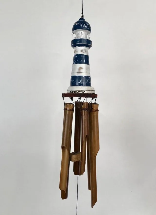 Zus & Zo Bamboe windgong vuurtoren blauw/wit