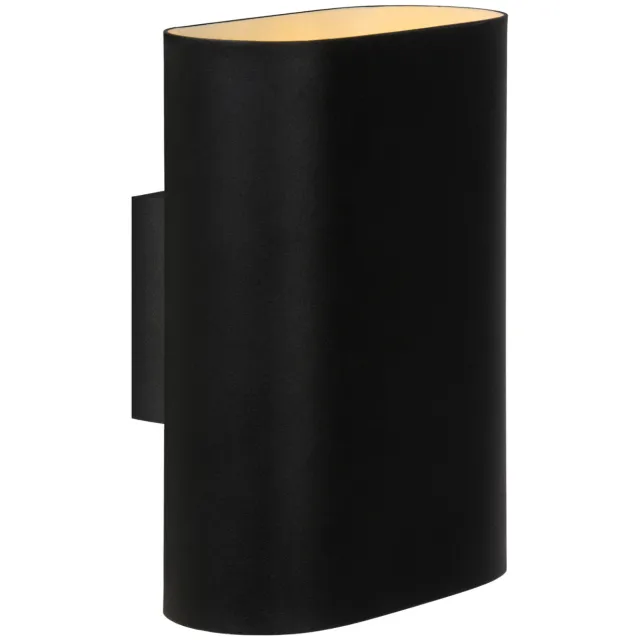 Lucide OVALIS - Wandlamp - 2xE14 - Zwart Zwart, Mat Goud / Messing