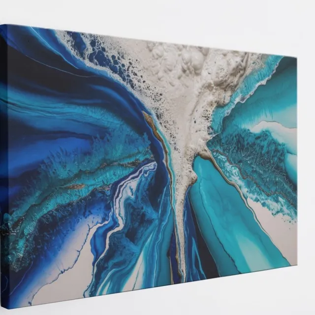 Saammp Canvas Schilderij - Turqoise - Blauw - Abstract - 70x50 - Foto op canvas - Wanddecoratie - Muurdecoratie Woonkamer - Slaapkamer decoratie - Canvas Print Multicolor