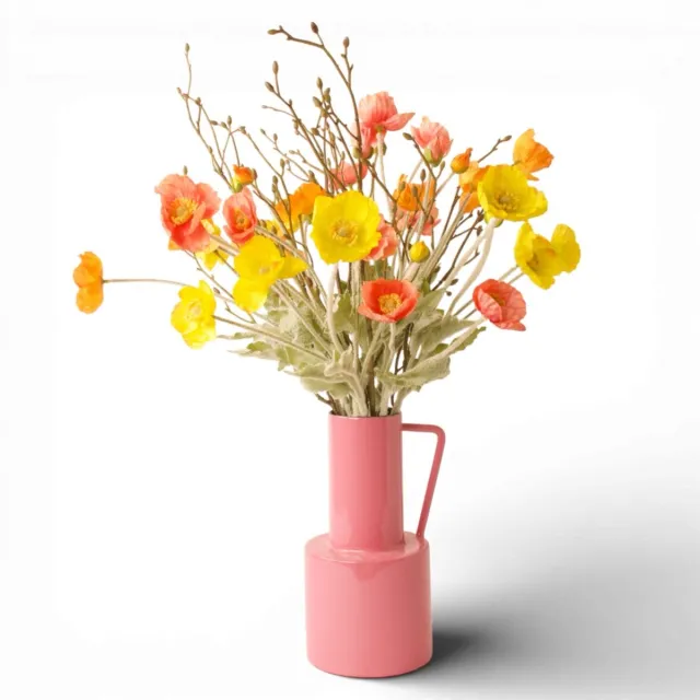 Winq Gebonden boeket met Papavers in Geel, Oranje en Zalm-h:70cm-Kunstbloemen