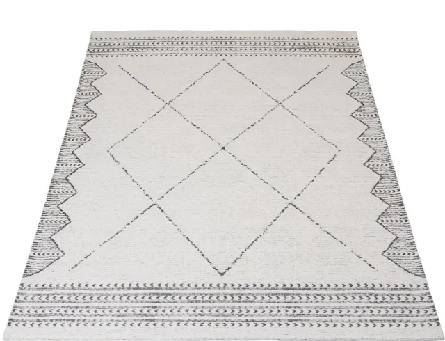 Veer Carpets Vloerkleed Ravi Grey 200 x 280 cm - Laagpolig Vloerkleed – Grafisch / Modern Design Wit