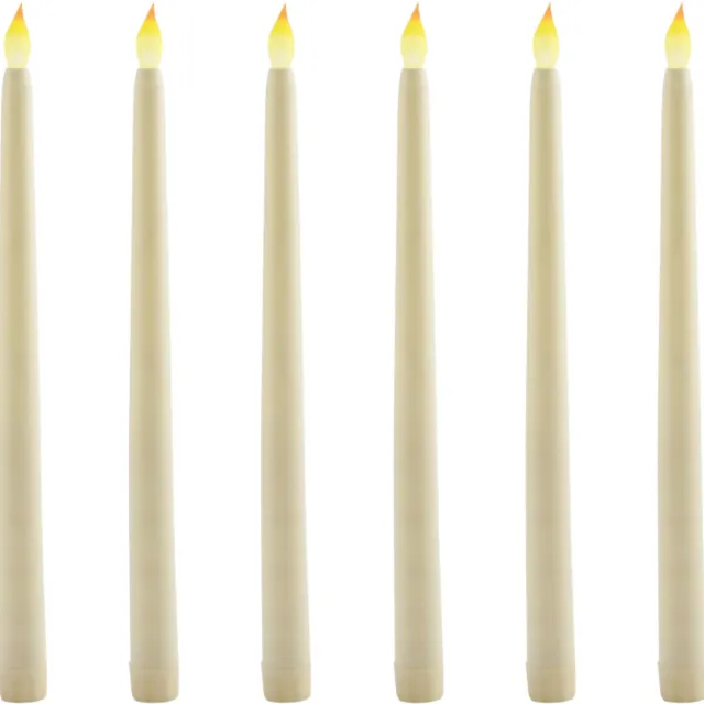 VELZINO® LED Dinerkaarsen - Kaarsen met Bewegende Vlam - Flikkerende Vlam - 6 Stuks ivoor