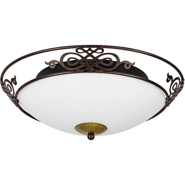EGLO Mestre - Plafondlamp - 2 Lichts - Ø395mm. - Antiek-Bruin, Goud - Wit Bruin;Goud