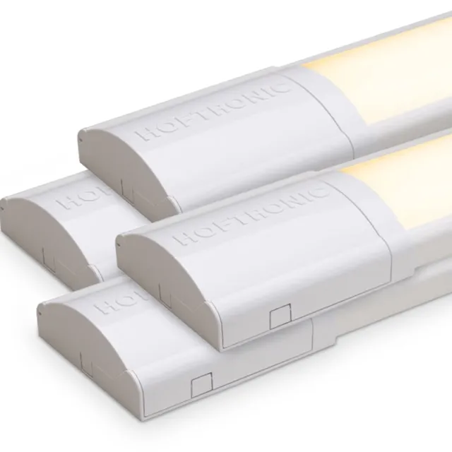 HOFTRONIC Set van 4 LED Batten 60cm – 18W 2520lm – 3000K warm wit – Koppelbaar – Flikkervrij – IP20