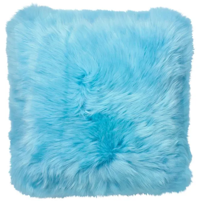 Sheepskin House Langharig Schapenvacht Kussen - Dubbelzijdig - Nieuw- Zeelandse - 45x45 cm Coral Peacock