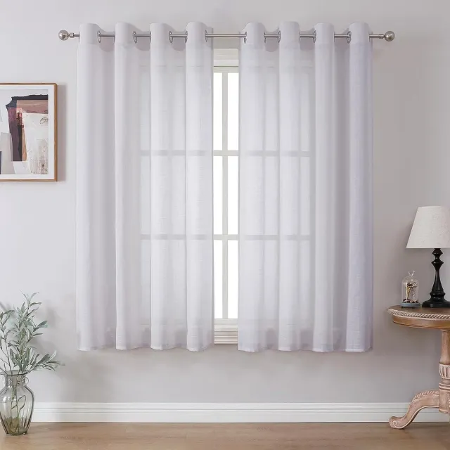 CUCRAF Voile Gordijnen met Oogjes Set van 2 voor Woonkamer en Slaapkamer wit