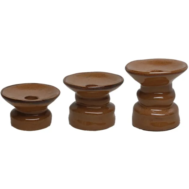 Opjet Padre keramieken kandelaar in aardetinten set van 3 Wonen > Woonaccessoires > Kaarsen & Houders > Kandelaars Umber