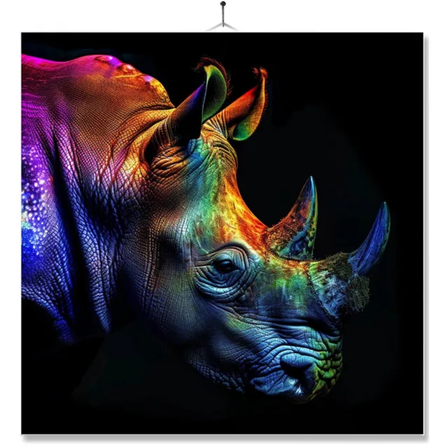 MC Living Tegel Met Opdruk | Geschenk | Dier | Regenboog | HD | Neushoorn Ontwerp 1