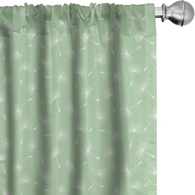 ABAKUHAUS Paardenbloem Gordijnen – 2x75x225 cm – Microvezel, Halfdonker Groen/Wit Hellgroen