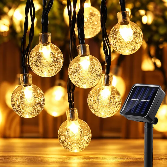 LIVTEK 22 meter solar lichtsnoer - 200 warm witte LED lampjes - energiezuinig en waterdicht - automatisch aan bij schemering - voor tuin, terras en feest - op zonne-energie