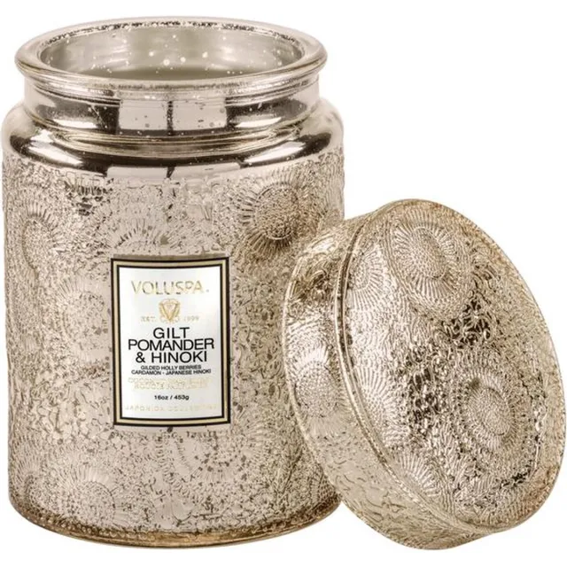 Voluspa Geurkaars Japonica Collection Gilt Pomander & Hinoki Large Jar Candle 510gr Goud