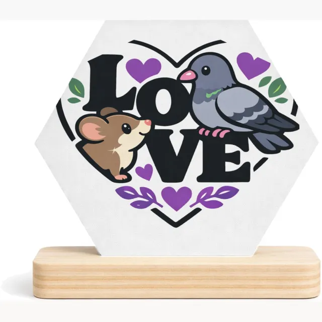 Mr Cadeautjes MDF fotolijst/inleg hexagon 14 x 13 - design Een romantische maar luchtige dierencombinatie waarbij een v | cadeau Wit