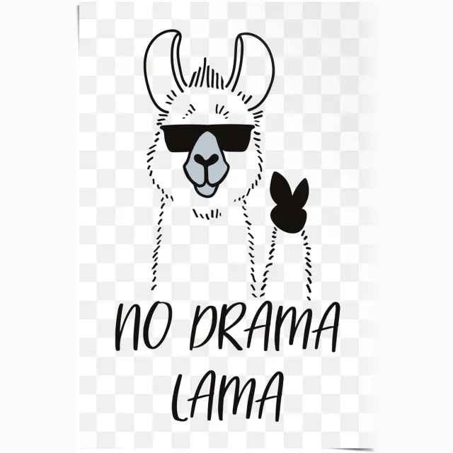 Reinders Poster No Drama Lama - 91,5 x 61 - Papier - REINDERS wit