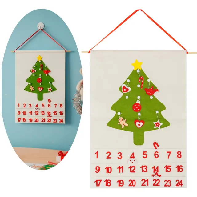 springos Adventskalender | 24 lades | Vilt | Kerstboom Wit