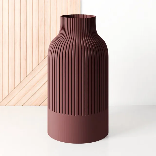 Fleuriek Vaas - Bordeaux rood - H30 cm - Japandi Vaas - Minimalistisch design - Bloemenvaas van bio kunststof - Japandi living decoratieve vaas