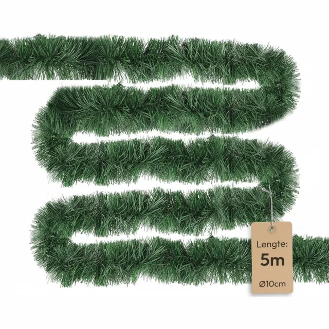 Meisterhome 5 Meter Kerstguirlande Kerstslinger Kerstversiering Guirlande Kerstdecoratie - PE materiaal - Extra vol - Lengte 500 cm Groen