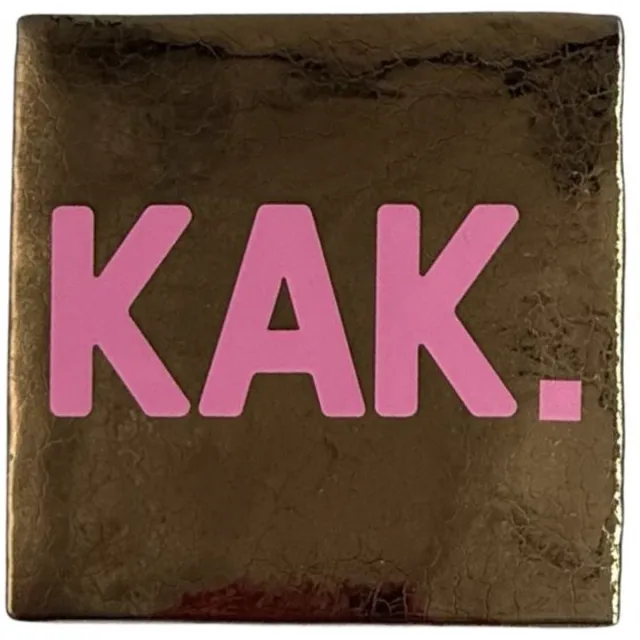 Effelangsnien Keramische Teksttegel – KAK. – Toilet Humor Serie – Goud met Roze – Handgemaakt – 10x10 cm