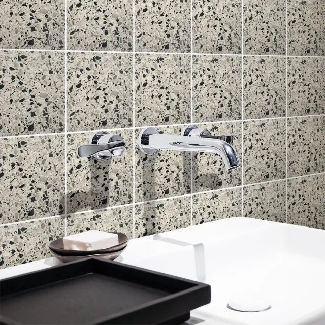 Ambiance Sticker Zelfklevende tegelmuurstickers voor keuken en badkamer - 9 Ophelia Terrazzo cementtegelstickers - 9 stickers van 15x15 cm Multi color