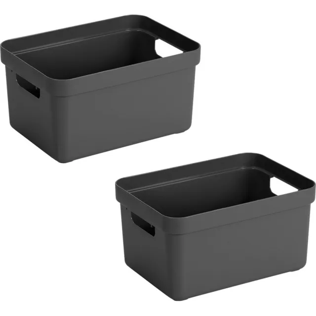 Sunware Opbergbox Sigma - Voordeelset van 6x stuks - kunststof - antraciet - 13 liter - Opbergbakken/opbergers - 35 x 25 x 18 cm Grijs
