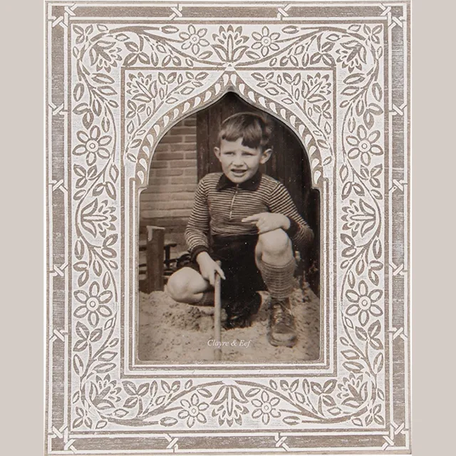 Clayre & Eef Fotolijst 10x15 cm Wit Bruin Hout