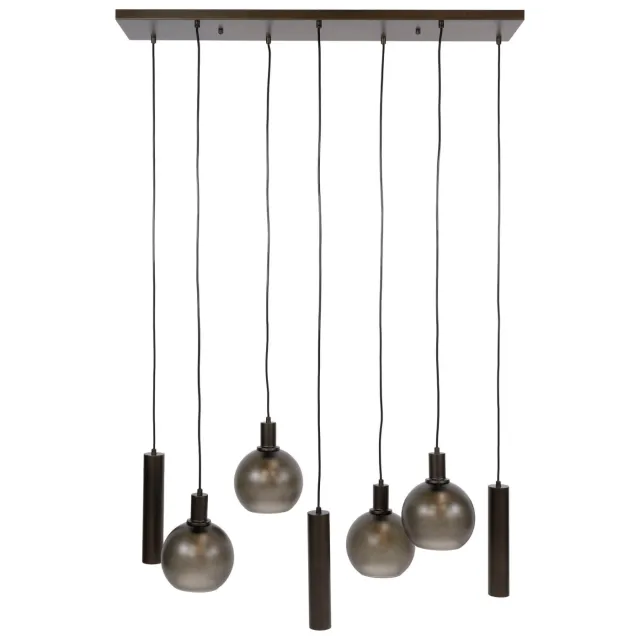 Nest of Nora Hanglamp Siva - 4+3-lichts met glazen bollen - Sienna bruin