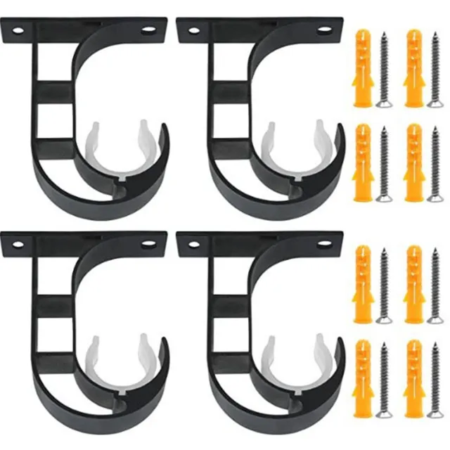 carmdering Plafond Gordijnroed Beugel - Plafondmontage Houder - Zware Steunbeugels - Unieke Gesp Ontwerp - Stabiele Dubbele Steun - Aluminium Legering - Roestvrij Zwarte Afwerking - Bespaart Muurruimte Voor Smalle Wanden - 4 Stuks