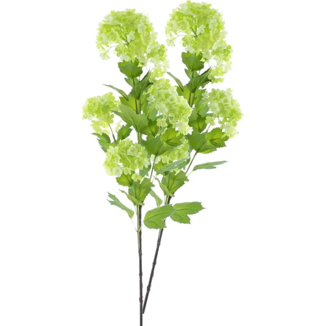 Bellatio Design Kunstbloem Viburnum/Sneeuwbal - 3x - 88 cm - groen - losse steel - kunst zijdebloemen Lichtgroen