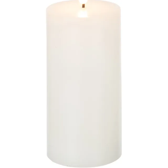 J-Line kaars - wit - medium - LED lichtjes