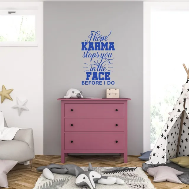 MC Living Muursticker - I Hope Karma Slaps You In The Face - 40,6 x 65,8 - Blauw