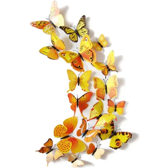 JMS® 3D Vlinders Muurstickers (Geel) - Vlinder Muursticker