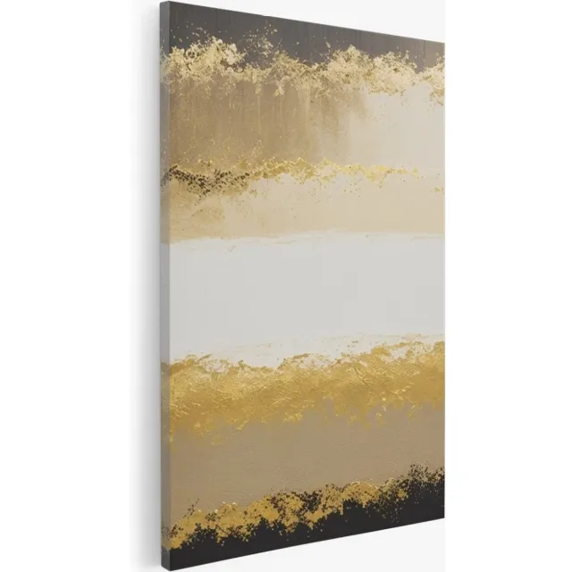 Saammp Canvas Schilderij - Abstract - Goude Vegen- 30x45 - Foto op canvas - Wanddecoratie - Muurdecoratie Woonkamer - Slaapkamer decoratie - Canvas Print Multicolor