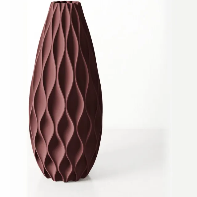 Fleuriek Kleine Vaas - Rood - H30 cm - Vaas voor zijdebloemen - Luxe vaas gemaakt van duurzaam kunststof - Unieke decoratieve vaas met patroon