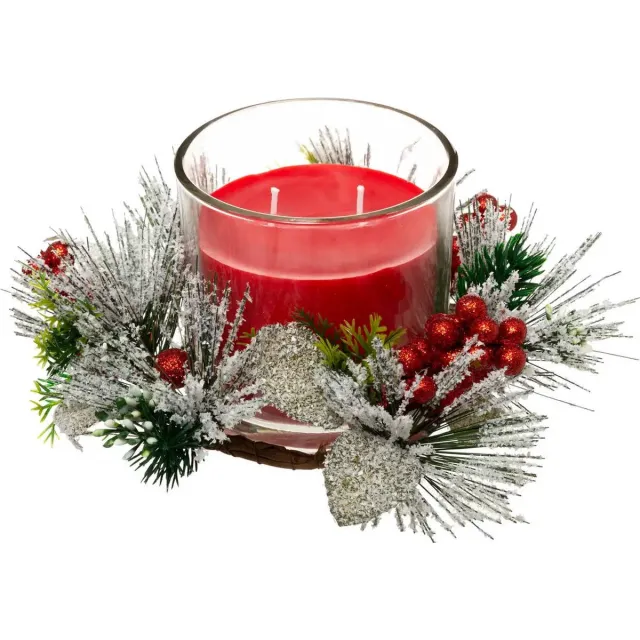 Atmosphera Créateur d'intérieur® Feestelijke kerststuk met kaars, 270 g rood