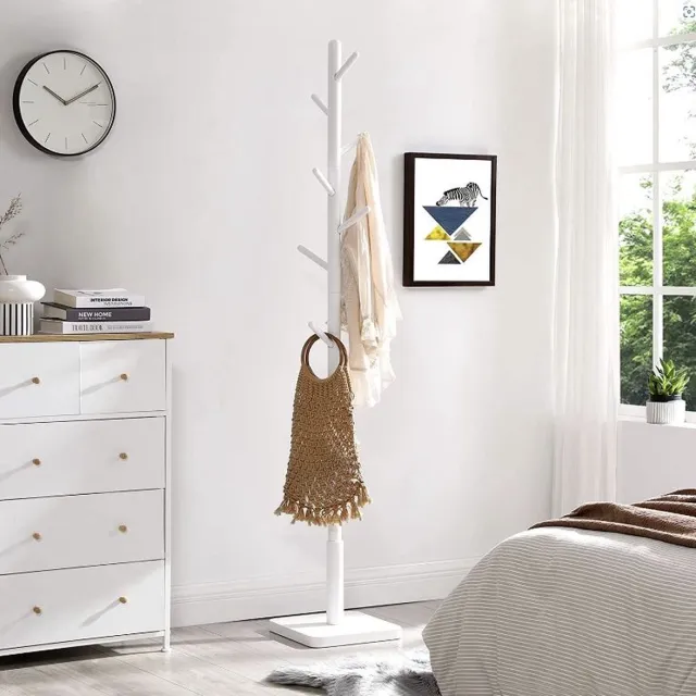 MIRA home Kapstok - Kledinghanger - Wit - Hout - 30x30x175cm: 3.9kg