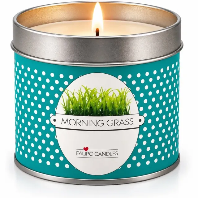 Falipo Candles Geurkaars morning grass groot (200ml) groen