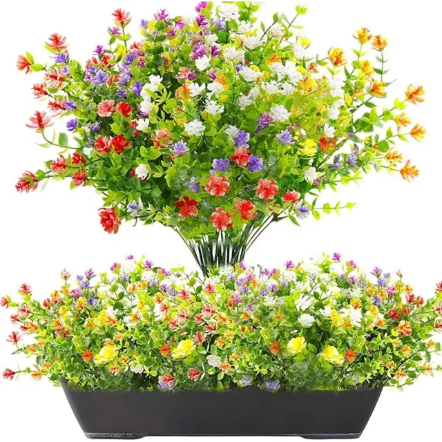 Namajunas Kunstplanten Kunstbloemen - UV-bestendige Kunstbloemen voor Buiten Bakken | Kunstplanten en Buitenplanten voor Balkonbak, Tuin, Decoratie Binnen en Outdoor (6 stuks) kleurig
