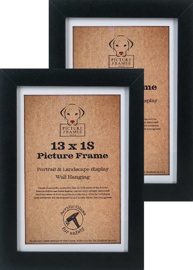 Picture Frame UK Set van 2 Fotolijsten Fotomaat 13x18 cm - MDF Hout- Zwart - Fotokader - Profielbreedte 20mm - Posterlijst