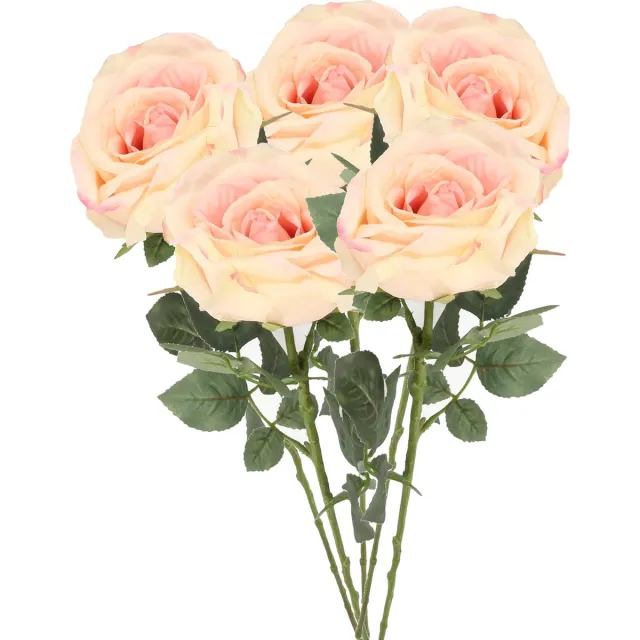 Top Art Kunstbloem roos Nova - 5x - lichtroze - 75 cm - kunststof steel - decoratie bloemen
