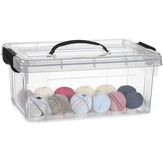 PLASTICFORTE Opslagbox - met deksel - transparant grijs - 8.5 liter - 36 x 26 x 15 cm - kunststof - opbergdoos - opbergen