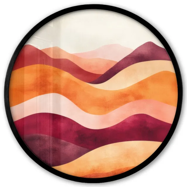 FrameYourWall Poster in lijst Rond - Fotolijst 40x40 cm - Posters - Abstract - Landschap - Golven - Ronde posterlijst zwart - Decoratie - Wanddecoratie woonkamer - Muurdecoratie slaapkamer