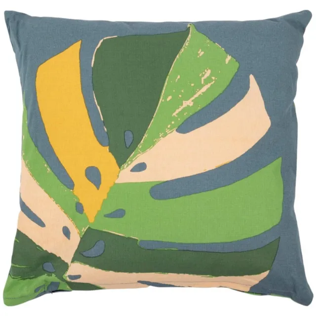 Mars & More Monstera m. blauw kussen 45x45 cm