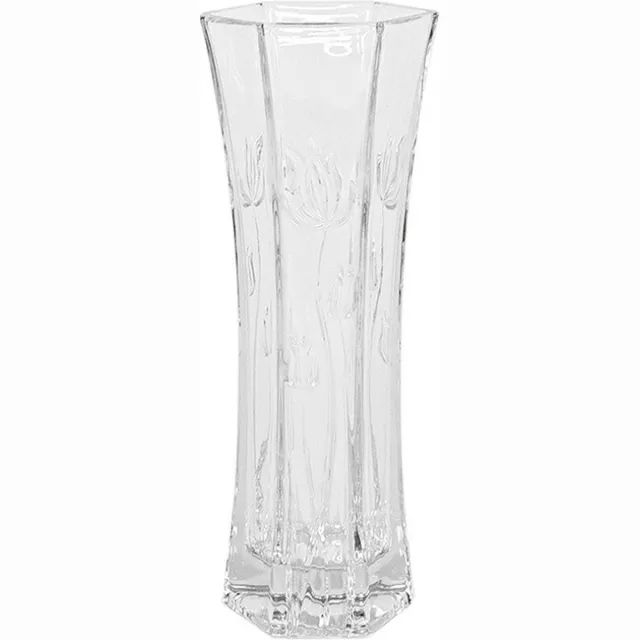 Gerimport Bloemenvaas van ornament glas 29 x 11 cm - Glas in mooi motief voor bloemen en boeketten tot 60 cm Transparant