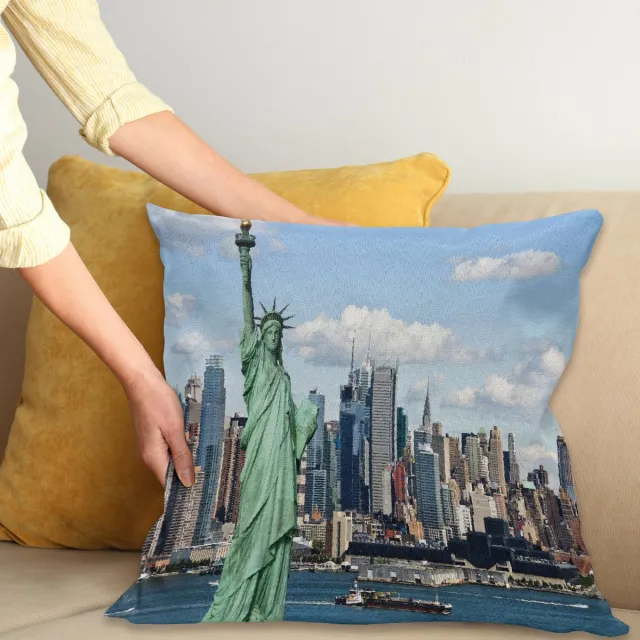ABAKUHAUS Hafen Kussenhoes, lIBERTY NYC, Dubbelzijdige Digitale Print met Ritssluiting, Kleurecht, Onderhoudsvriendelijk en Wasbaar, 40 x 40 cm, Mint Blauw