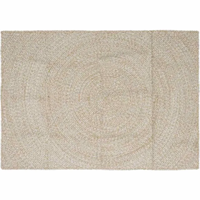 vidaXL Gebied - Tapijt - Natuurlijk - en - Wit - 120 - x - 170 - cm - Jute Natuurlijk en Wit
