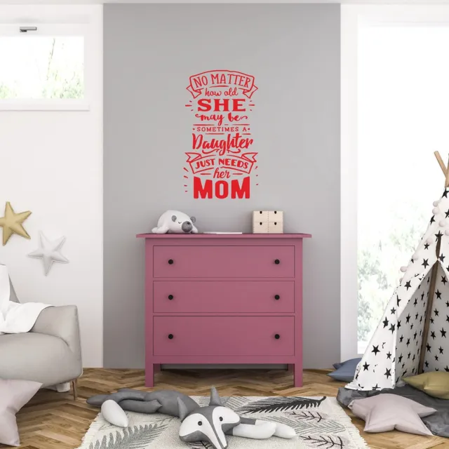 MC Living Muursticker - A Daughter Just Needs Her Mom - 58 x 99 - Rood