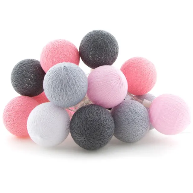 Cotton Ball Lights LED lichtslinger voor buiten - STARTERSET - verlengbaar - 20 lampjes - Roza