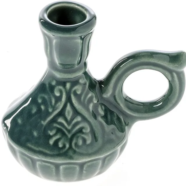 Danilovo Pitcher Kaarsenhouder, Keramische Kandelaar voor Dunne Kaarsen, Orthodoxe Kaarsenhouder, Ideaal voor Kaarsen tot Ø 1,1 cm (Groen) Groente