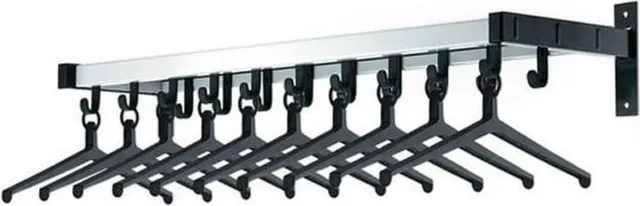 ABC Kantoormeubelen Wandgarderobe 100x31cm met 10 hangers en 9 haken aluminium (ral9006)